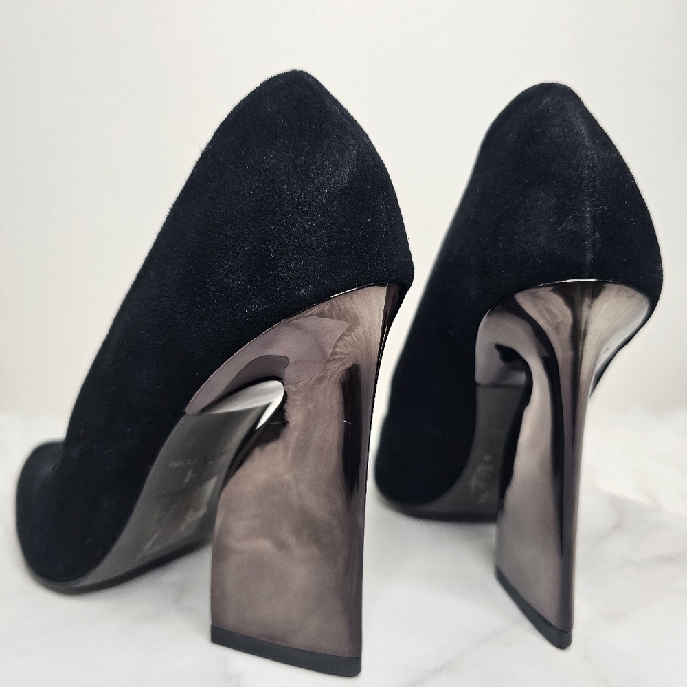 Halston Valentina Classic Black Suede Heels Size 8